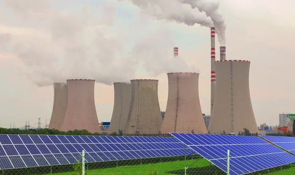 Thermal power plant with solar panels in Czech Republic Europe