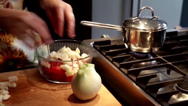 Zubereitung von frischem Gemüse — Stockvideo