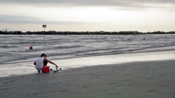 Niño con red de pesca — Vídeos de Stock