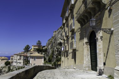 Amantea, Calabria eski şehir evleri Panoraması