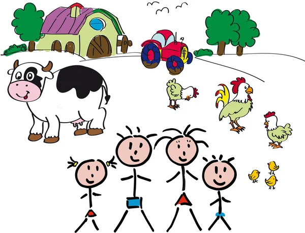 Aile çiftlik hayvanları — Stok Vektör