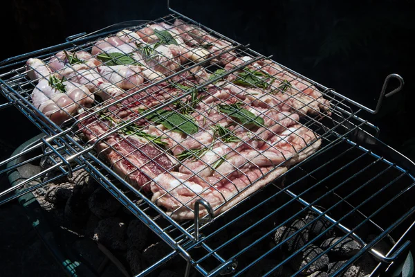 Barbeque ribs and sausage with chicken — Stock Photo, Image