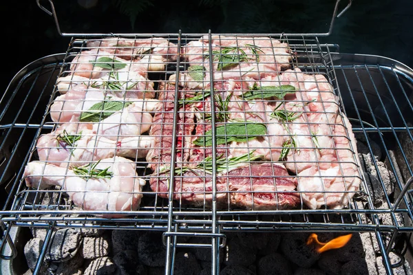 Barbeque ribs and sausage with chicken — Stock Photo, Image