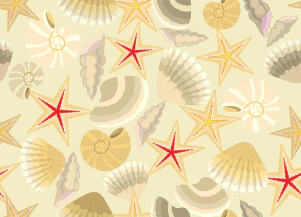 deniz kabukları ve deniz yıldızları- kusursuz vektör deseni