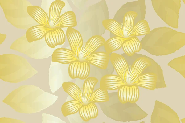 Stylizowane Złote Kwiaty Bombax Bezszwowy Wzór Wektora — Wektor stockowy