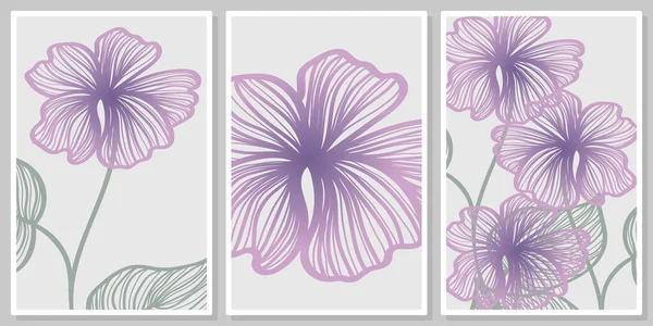 精美的手绘彩色彩花和叶墙艺术矢量集 用于墙面艺术 印刷品 — 图库矢量图片
