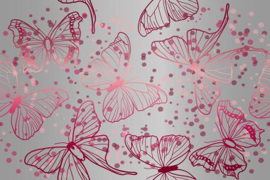 farklı açılış işi pembe kelebekler kusursuz vektör deseni