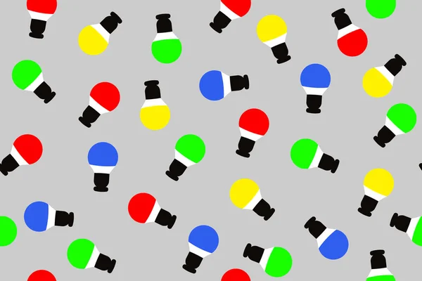 Ampoules Rouges Bleues Vertes Jaunes Motif Vectoriel Minimaliste Sans Couture — Image vectorielle