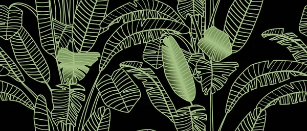 Hojas Bicolor Minimalista Llarge Las Plantas Tropicales Patrón Sin Costura — Archivo Imágenes Vectoriales