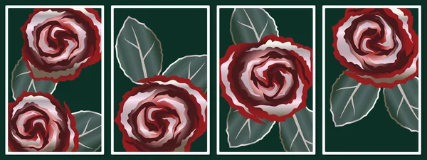 栗色玫瑰 墙面艺术矢量集 墙框印刷 帆布印刷 家居装饰 — 图库矢量图片
