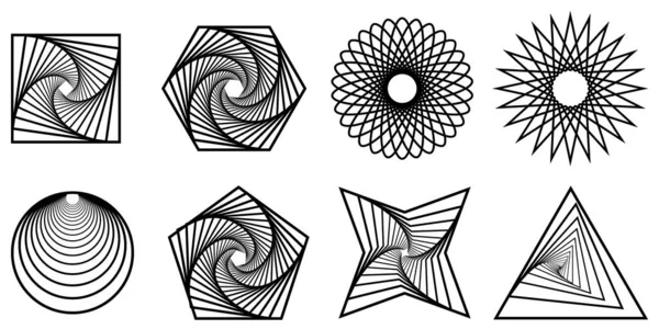 白い背景に幾何学的な形をした螺旋状の破片が — ストックベクタ
