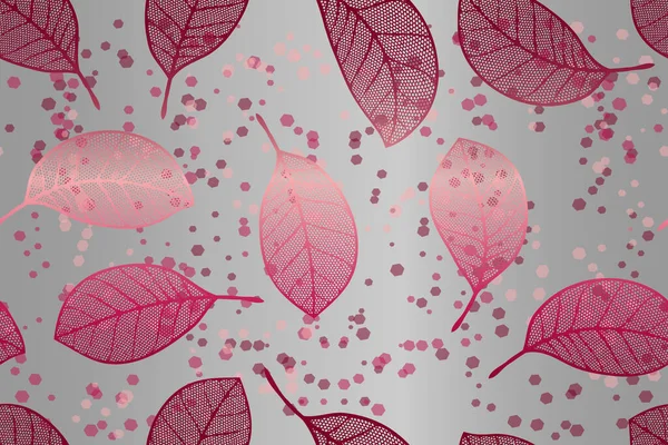 Abstraktes Muster Rosa Bordeauxroter Farbverlauf Durchbrochene Blätter Auf Hellgrauem Hintergrund — Stockvektor