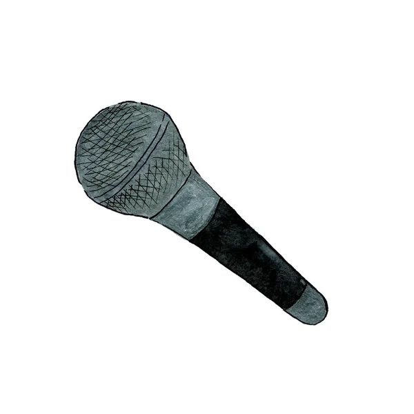 Single isolated watercolor microphone icon — Stock Photo, Image