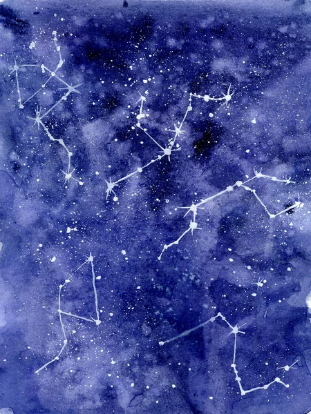 Abstrakcyjne nocne niebo z gwiazdozbiorami — Zdjęcie stockowe