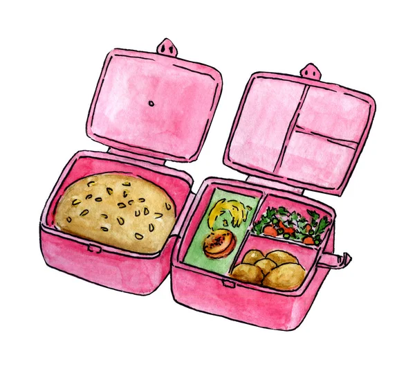 Handgezeichnete doppelte Lunchbox — Stockfoto