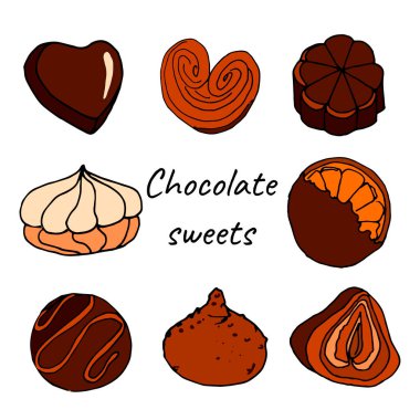 Renkli çikolatalı kaka seti.