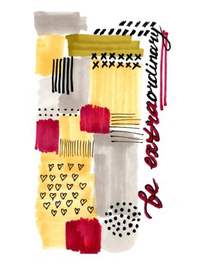 El çizimleri, soyut noktalar, kartlar, poster, mesaj, tipografi vs. için karalamalar ve yazıtlar..