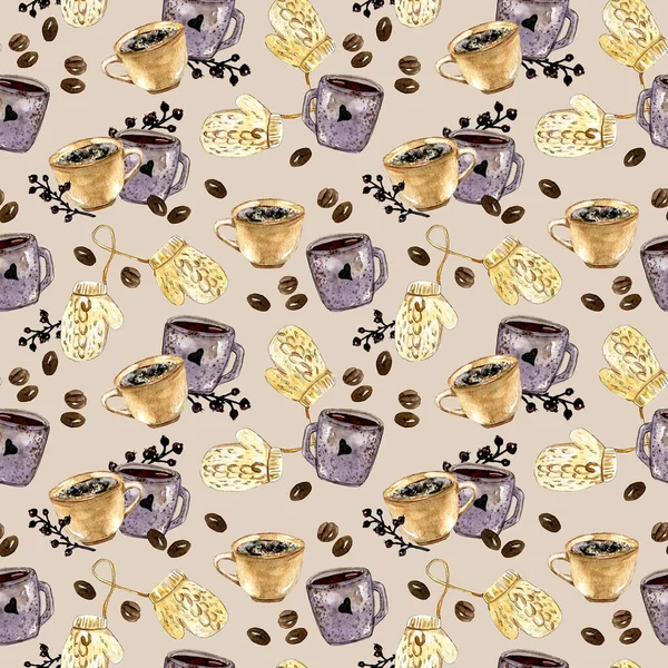 Coffee and mitterns cozy pattern