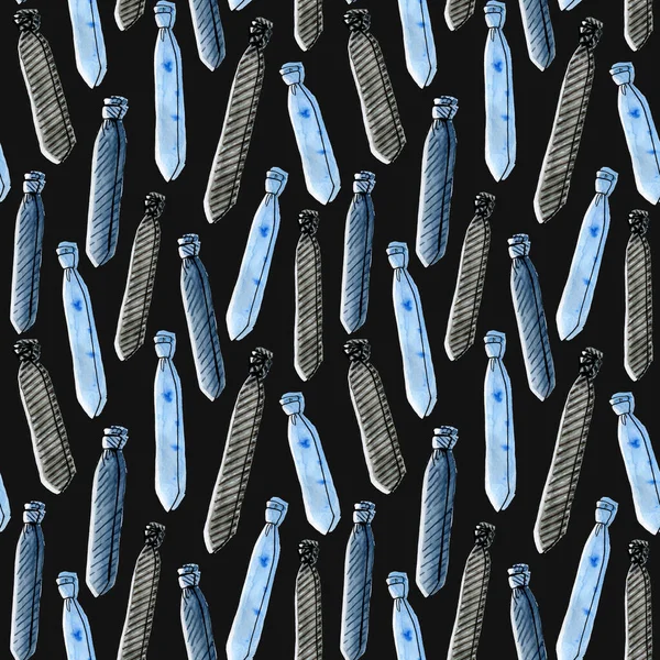 Zökkenőmentes Minta Kézzel Rajzolt Akvarell Nyakkendő Fekete Háttér Papír Textil — Stock Fotó