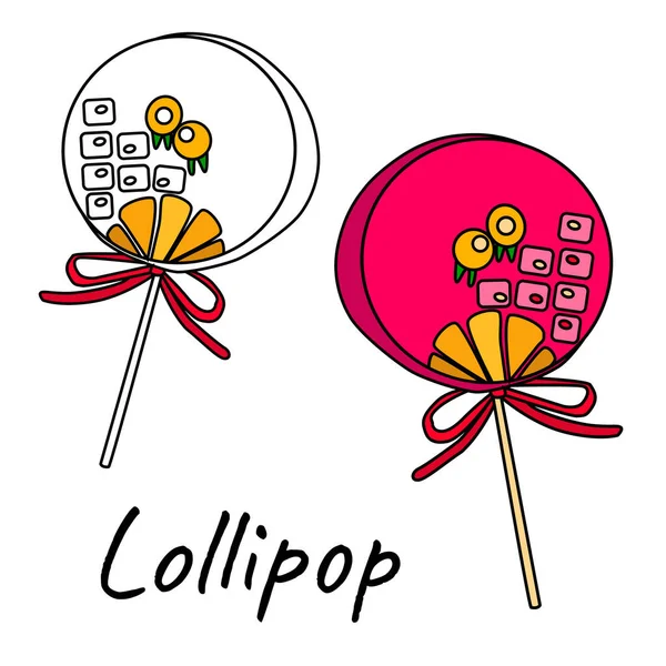 Flat Vector Illustration Lollipop Doodle Label Logo Sticker Typography Etc — Stock Vector