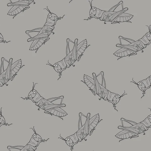 Graphic grasshoppers on grey pattern — Fotografia de Stock
