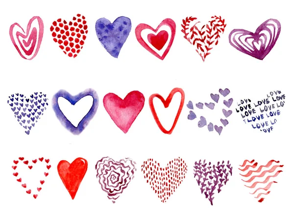 Hand drawn cute hearts set — Foto Stock