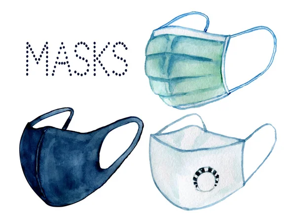 Masks watercolor clip art set — Photo