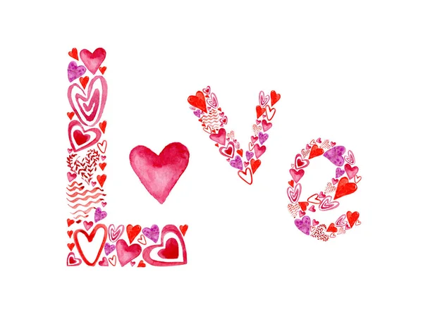 Word Love made of hearts — Stock Photo, Image