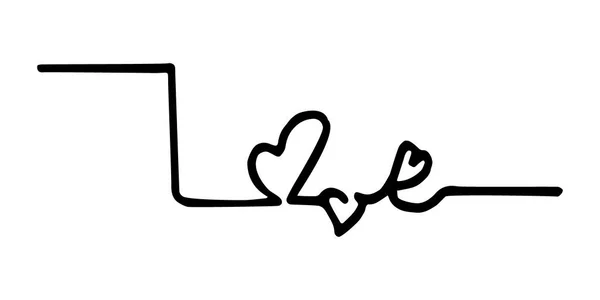 Word Love Hand Written Vector Line Art Isolated White Background — Stock Vector