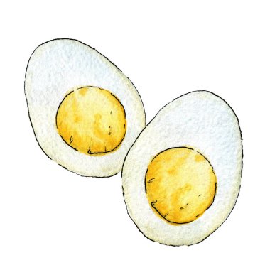 İki yarısı haşlanmış yumurta kırpıntısı.