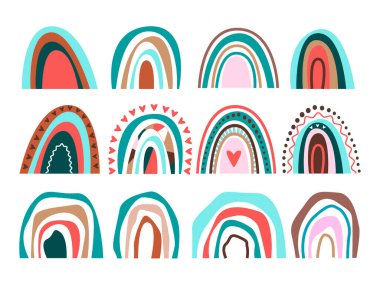 Boho tarzı şirin çocuk odası Rainrows vektör el çizimi koleksiyonu EPS10