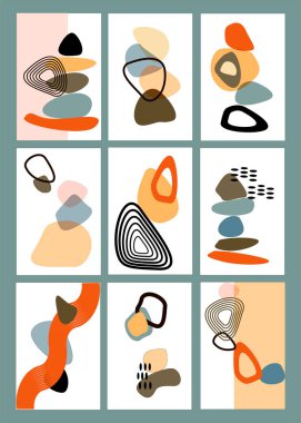 Basit soyut grafik şekiller poster, tasarım, duvar dekoru vs. için koleksiyon vektörü EPS10.