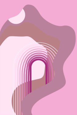 Boho gökkuşağı ve soyut kıvrımlı mor bulutlar vektörü EPS10 illüstrasyon