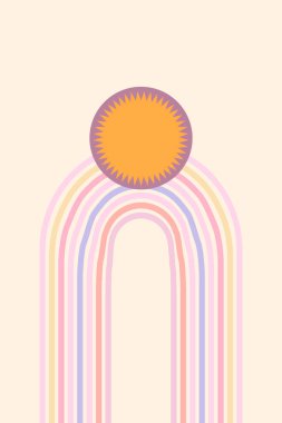 Güneş vektör tasarımlı Boho gökkuşağı