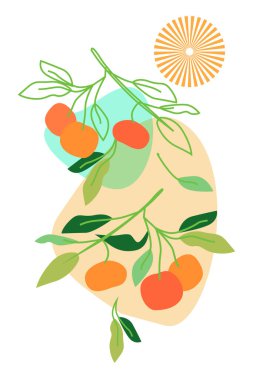 Dal üzerinde mandallar vektör ve konturlar çizildi