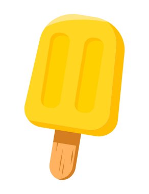 Beyaz arkaplanda meyveli sarı buz lolipop el çizimi vektör simgesi EPS10