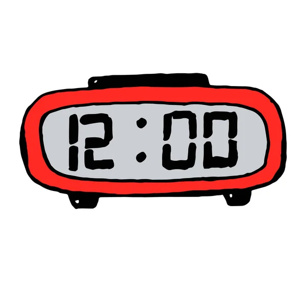 Color Electrónico Dibujado Mano Alarma Reloj Vector Garabato Icono Eps10 — Vector de stock