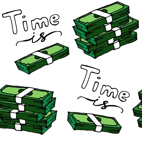 Le temps est vecteur d'argent modèle sans couture dresign — Image vectorielle
