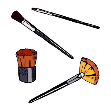 Makyaj fırçaları renkli karalama seti vektör EPS