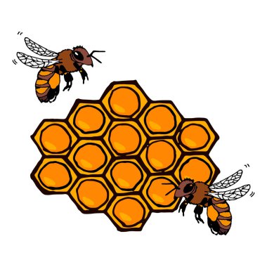 Arı vektörü EPS ile renkli bal peteği karalama