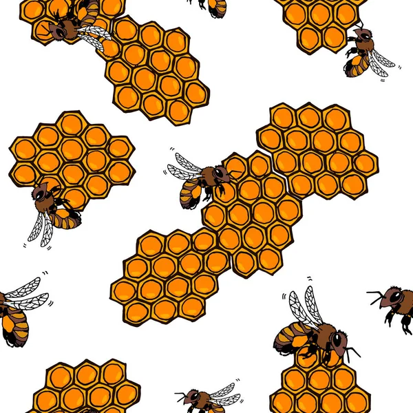 Honeycomb και μέλισσες διάνυσμα απρόσκοπτη σχεδιασμό μοτίβο — Διανυσματικό Αρχείο