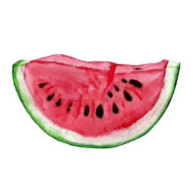 Beyaz arkaplanda izole edilmiş karpuz elle çizilmiş suluboya resim
