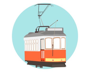 Minimalist düz tramvay el çizimi vektör klipsi sanat EPS 10