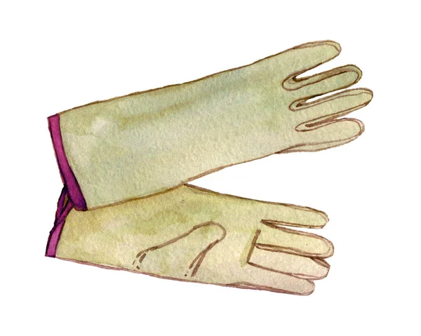 Gants Soudage Dessinés Main Aquarelle Clip Art Isolé Sur Fond — Photo