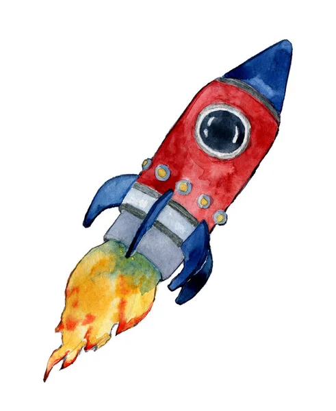 Uzay roketi eli suluboya klip sanatı çizdi — Stok fotoğraf
