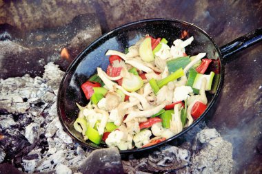 Izgara Sebze Izgara tava içinde