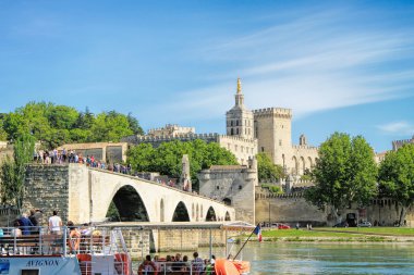 Avignon's bridge and The Popes Palace clipart