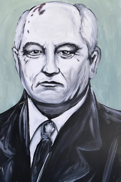 Graffiti porträtt av Mikhail Gorbachev — Stockfoto