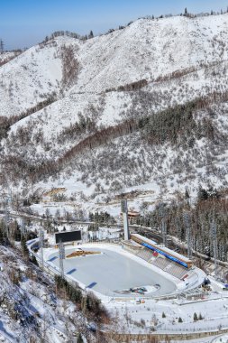Medeo (veya Medeu) açık hız pateni pisti Almatı, Kazakhst