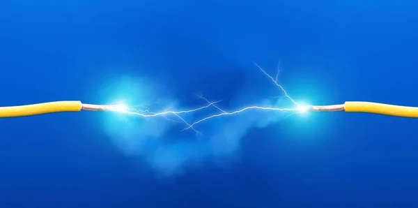 İki elektrik kablosu arasında elektrik akımı var..